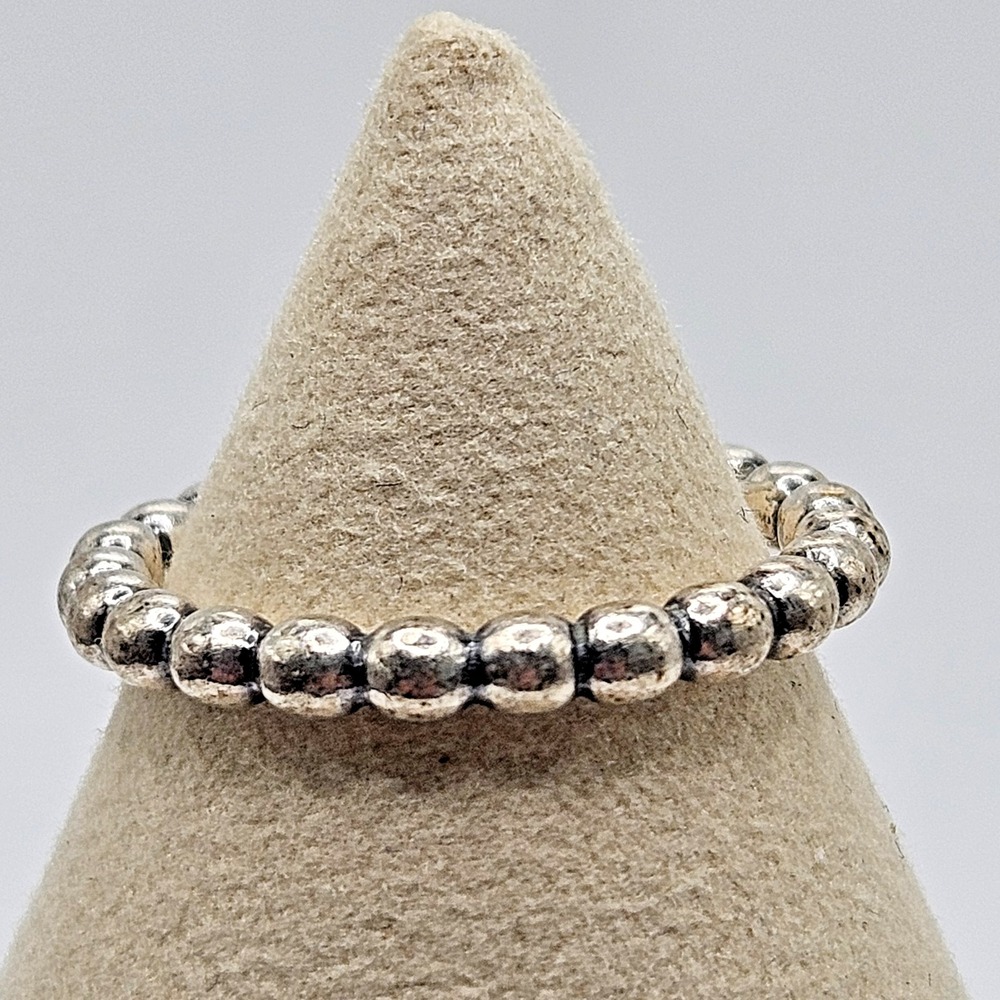 Pandora ALE Sterling Silver Ring Ball Beaded Stackable sz 7.5
